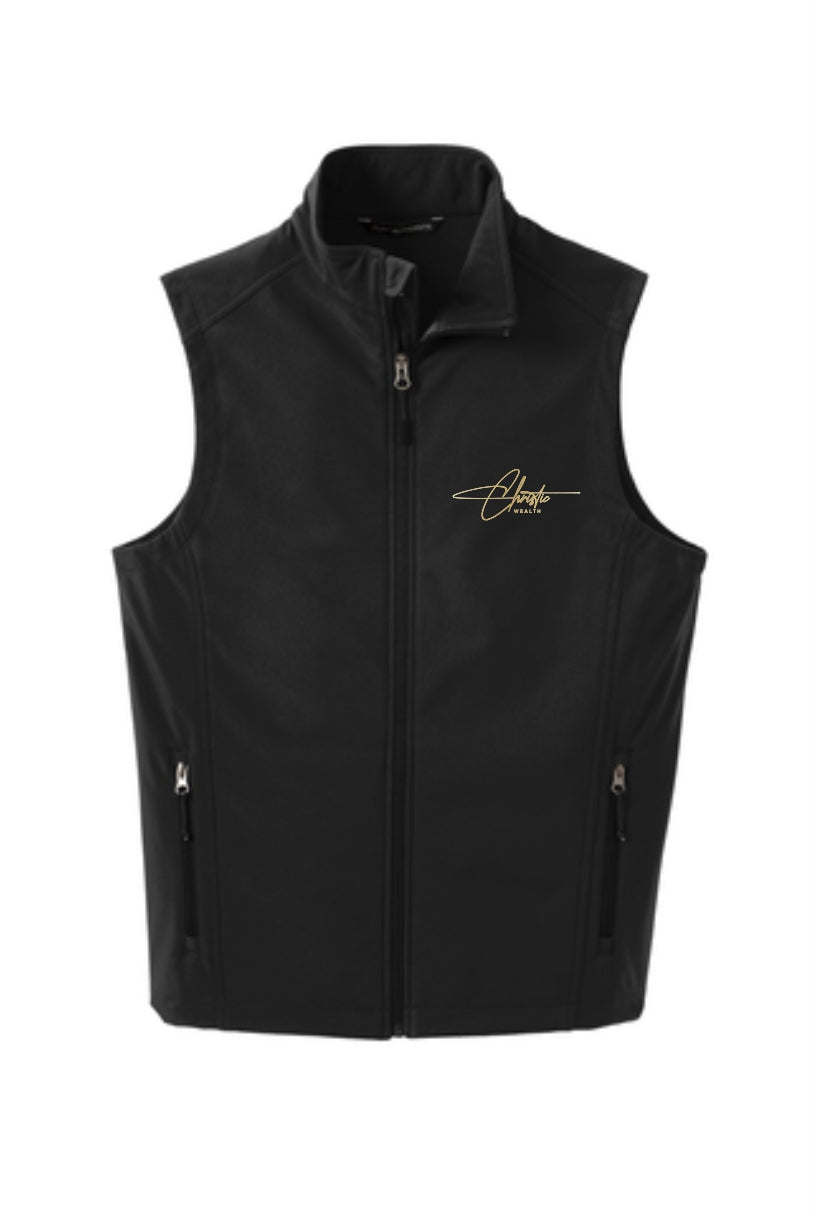 Christic Wealth Men's Core Soft Shell Embroidered Vest