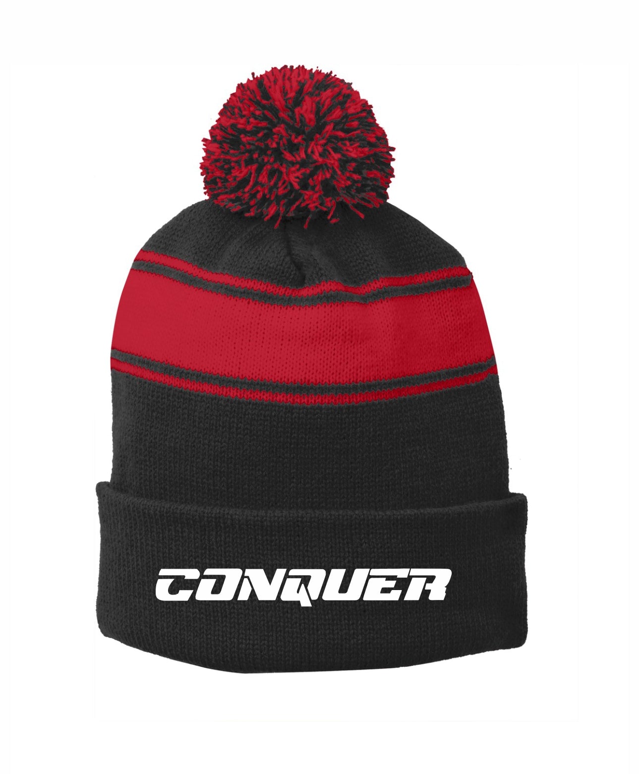 Team Conquer Embroidered Pom Pom Beanie