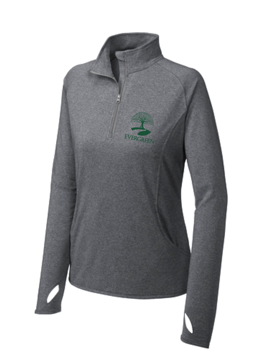 Evergreen Women's Sport-Wick Stretch 1/2 Zip Embroidered Pullover