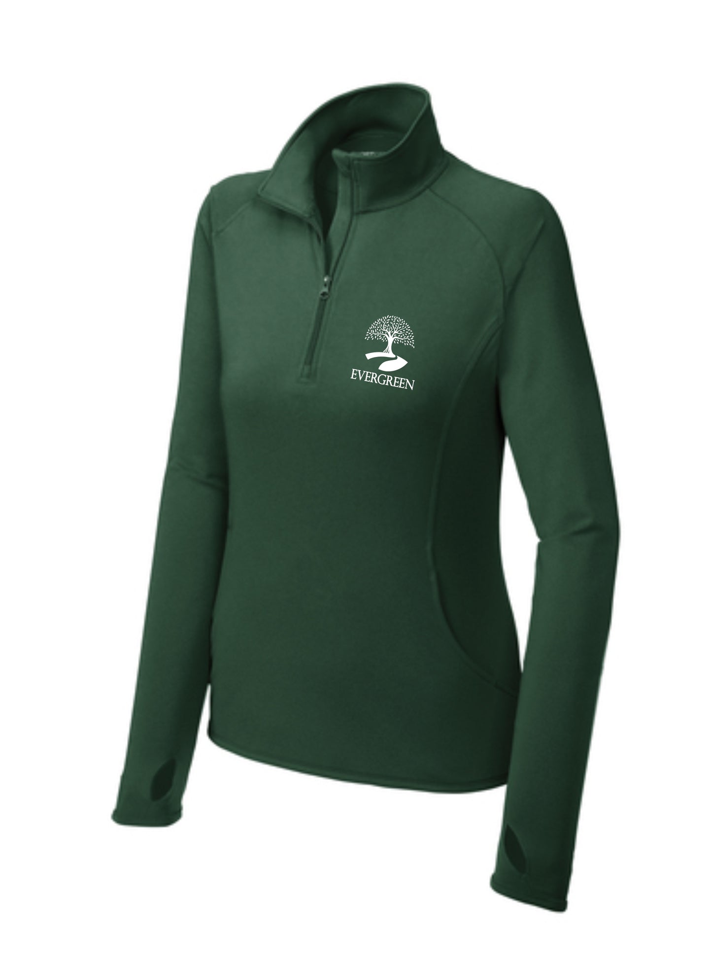 Evergreen Women's Sport-Wick Stretch 1/2 Zip Embroidered Pullover