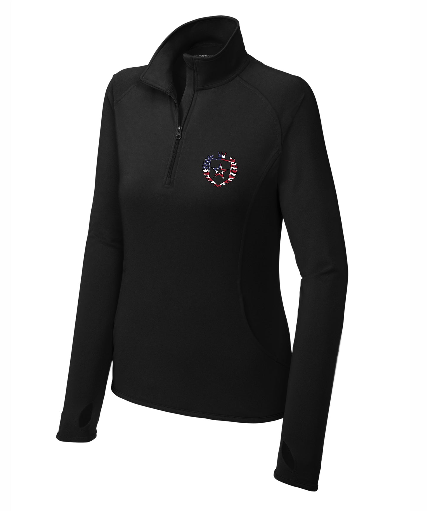 SEDT USA Women's Sport-Wick Stretch 1/4-Zip Midweight Embroidered Pullover